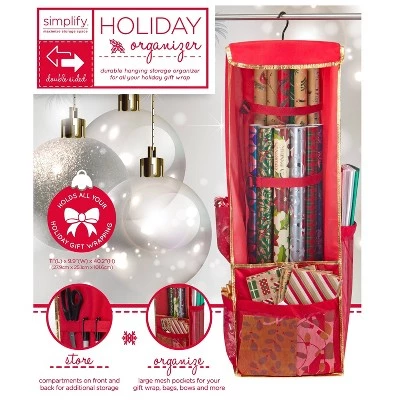 Holiday Hanging Gift Wrap & Accessory Organizer with Side Pockets - Simplify 9 Holiday Hanging Gift Wrap & Accessory Organizer with Side Pockets - Simplify - Image 7