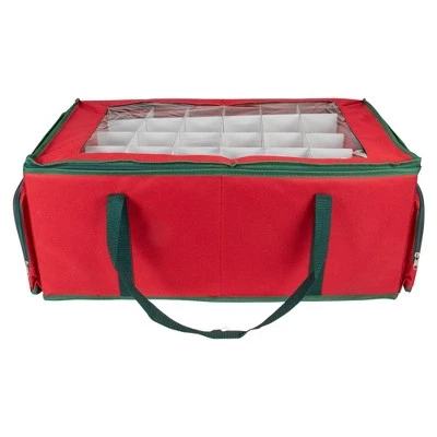 Northlight 24” Red and Green Christmas Ornament Storage Bag with Removable Dividers 4 Northlight 24” Red and Green Christmas Ornament Storage Bag with Removable Dividers - Image 2