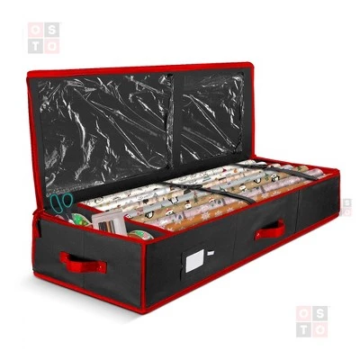 OSTO Premium Underbed Wrapping Paper Organizer with Interior Pockets Fits 18-24 40” Rolls. 600D Oxford Polyester Tear Proof Material 7 OSTO Premium Underbed Wrapping Paper Organizer with Interior Pockets Fits 18-24 40” Rolls. 600D Oxford Polyester Tear Proof Material - Image 6