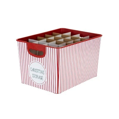 Simplify Ornament Tote Organizer Red Striped 7 Simplify Ornament Tote Organizer Red Striped - Image 5