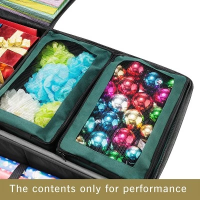 Hastings Home Canvas Gift Wrap Storage Organizer Bag With Multiple Compartments - Green/Black 3 Hastings Home Canvas Gift Wrap Storage Organizer Bag With Multiple Compartments - Green/Black