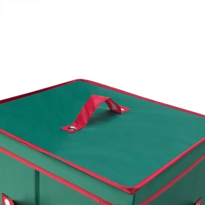 Hastings Home 40" Upright Christmas or Gift Wrapping Paper Storage Box With Lid, Dividers, and Handles - Green/Red 4 Hastings Home 40" Upright Christmas or Gift Wrapping Paper Storage Box With Lid, Dividers, and Handles - Green/Red - Image 2