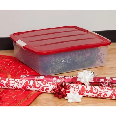 IRIS USA Wreath Storage Box, Clear/Red 5 IRIS USA Wreath Storage Box, Clear/Red - Image 3