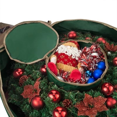 Hastings Home Artificial Wreath Storage Bag For Holiday and Christmas Wreaths and Garlands - 48", Green/Gold 5 Hastings Home Artificial Wreath Storage Bag For Holiday and Christmas Wreaths and Garlands - 48", Green/Gold - Image 3