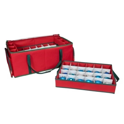 Northlight 24” Red and Green Christmas Ornament Storage Bag with Removable Dividers 6 Northlight 24” Red and Green Christmas Ornament Storage Bag with Removable Dividers - Image 4