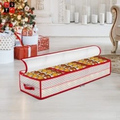OSTO Underbed Christmas Ornament Storage Box with Trays Stores Up to 96 Holiday Ornaments of 3 in; Waterproof Vinyl with Carry Handles -Christmas Storage Sales GUEST cb9d5dd5 3454 46cf a655 045a01e0d880