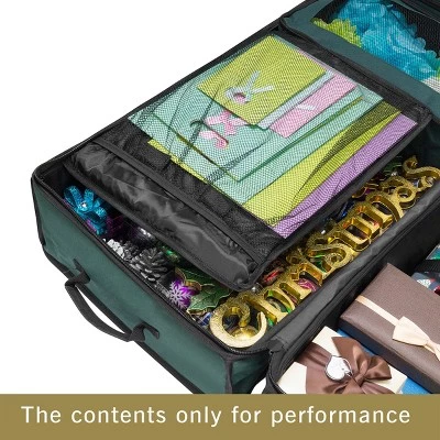 Hastings Home Canvas Gift Wrap Storage Organizer Bag With Multiple Compartments - Green/Black 4 Hastings Home Canvas Gift Wrap Storage Organizer Bag With Multiple Compartments - Green/Black - Image 2