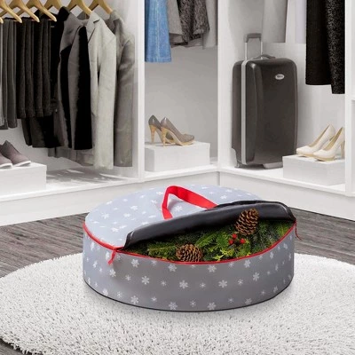 OSTO Superior Christmas Wreath Storage Bag with Holiday Design 30 in. Tear Proof, Waterproof 600D Polyester, Year-round Wreath Storage Protection 3 OSTO Superior Christmas Wreath Storage Bag with Holiday Design 30 in. Tear Proof, Waterproof 600D Polyester, Year-round Wreath Storage Protection