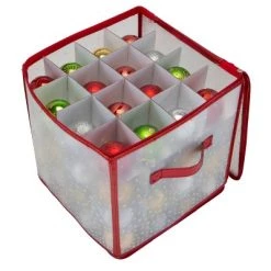 Ornament Storage Organizer Holds 64 2.25in Ornaments Red - Simplify