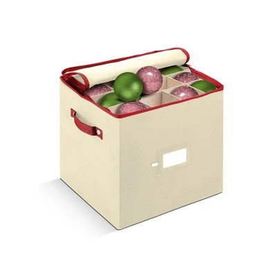 OSTO Christmas Decorative Ornament Storage Box Stores Up to 64 Holiday Ornaments of 3 inches; Non-Woven Fabric with Carry Handles and Card Slot 9 OSTO Christmas Decorative Ornament Storage Box Stores Up to 64 Holiday Ornaments of 3 inches; Non-Woven Fabric with Carry Handles and Card Slot - Image 7