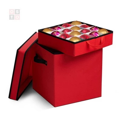 OSTO Squared Christmas Decorative Ornament Storage Box with Lid Fits 64 Holiday Ornaments of 3 in. Tear Proof, Waterproof 600D Polyester 6 OSTO Squared Christmas Decorative Ornament Storage Box with Lid Fits 64 Holiday Ornaments of 3 in. Tear Proof, Waterproof 600D Polyester - Image 4