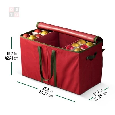 OSTO Multi-featured Christmas Ornament and Figurine Storage Container with Pockets, Dividers, & Card Slot. Fits 80 3” Holiday Ornaments 4 OSTO Multi-featured Christmas Ornament and Figurine Storage Container with Pockets, Dividers, & Card Slot. Fits 80 3” Holiday Ornaments - Image 2