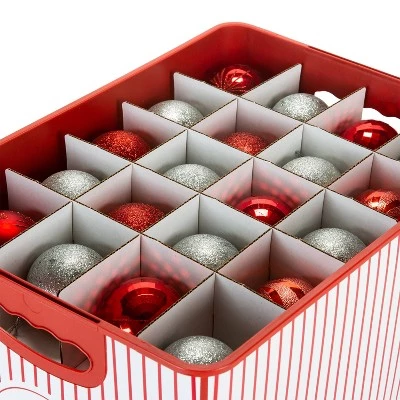 Simplify Ornament Tote Organizer Red Striped 4 Simplify Ornament Tote Organizer Red Striped - Image 2