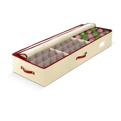 OSTO Underbed Christmas Ornament Storage Box Stores Up to 120 Holiday Ornaments of 3 in; Non-Woven Fabric with Carry Handles 9 OSTO Underbed Christmas Ornament Storage Box Stores Up to 120 Holiday Ornaments of 3 in; Non-Woven Fabric with Carry Handles - Image 7
