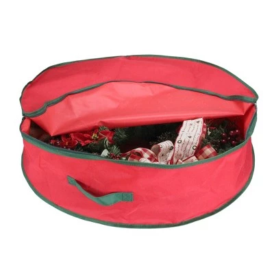 Northlight 36” Red and Green Christmas Wreath Storage Bag 3 Northlight 36” Red and Green Christmas Wreath Storage Bag