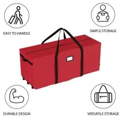 Hastings Home Rolling Christmas Tree Storage Bag - Red -Christmas Storage Sales GUEST fc976df6 5e7a 4f63 b1c7 9332c290d836